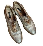 Kenneth Cole Collection Metallic Lace-Up Oxford Flat Silver