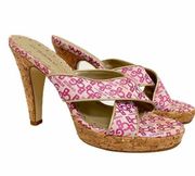 BCBGIRLS Pink High Heels Cork Sandal 9B