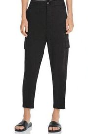 NWT Vince Cargo Cropped Trousers in Black Relaxed Ankle Pants L $295