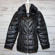 Kenneth Cole Women's Faux-Fur-Collar Down Puffer Coat Thistle Size XL