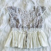 Millau Peasant Floral Lace Crop Top