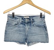 L'AGENCE Women's Ryland High Rise Cut Off Denim Shorts Medium Wash Distressed 25