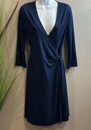 Isaac mixrahi navy blue wrap, dress, size small