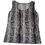 Ellen Tracy Tank Top Womens Medium Gray Snake Print Sleeveless Round Neck Top