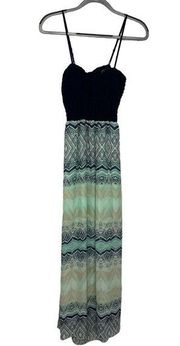 Trixxi Blue Sheer Lined Sleeveless Maxi Flowy Beach Vacation Dress Size Medium