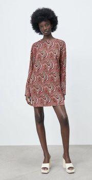 pink multicolored patterned Jaquard dress Size Small