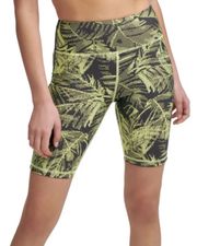 Womens Sport Palm Print High-Waist Bicycling Shorts Large