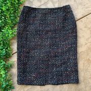 Lafayette 148 Wool Blend Tweed Pencil Skirt Career Black Multicolor Size 8