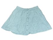 Blue Eyelet Mini Skirt