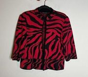 Ming Wang red and black patterned cardigan sweater