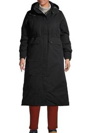 NWT Lands End Expedition Down Maxi Hooded Coat Parka Black Size Large 14-16
