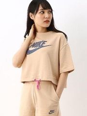 Nike Tan Cropped Cinch Hem Sweatshirt Style Tee