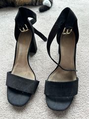 Black Faux Suede Block Heel