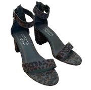 Coconuts by Matisse Leopard Print Stacked Ankle Strap Sandals Size 8