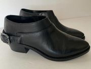 & other stories Black Leather Booties Size 36 block heel buckle