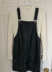 Faux leather overall dress