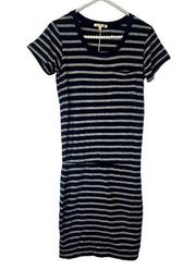 Sundry  Navy and Gray Striped Short Sleeve Tshirt Dress SZ 1 NWT