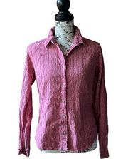 Columbia Button Up Shirt (M) Burgundy Stripe Long Sleeve Retro Y2k Hiking