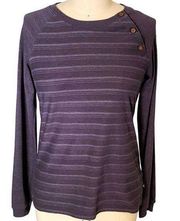 THE NORTH FACE Plum Purple Striped Button Shoulder Pullover Top ~ Women's MEDIUM