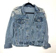 Embellished Pearl Jean Jacket XL