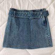 Denim Belted Mini Skirt