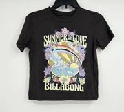 Billabong  Black Summer Of Love Cropped Graphic Tee Size Small S