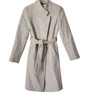 MANGO Gray Belted Woolblend Peacoat US XS