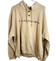 Boys Lie I Am Not Where You Left Me Embroidered Henley Pullover L/XL Cream