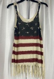 Others Follow Distresses Stars & Stripes SleevelessTank women sz S