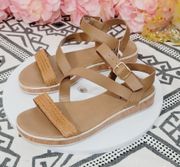 SEYCHELLES Sportie Tan Ankle Strap Sandal Size: 7.5M