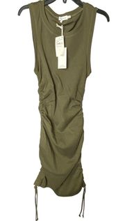 NWT Good American Ruched Mini Dress LARGE Sea Turtle Green Crewneck Sleeveless