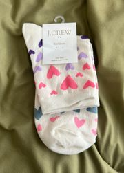 J. Crew Multi-Colored Heart Ankle Crew Socks