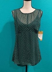 New with tags Cabi Bianca flirt top in green with pink polka dots