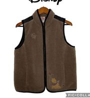 Winnie the Pooh vintage sherpa quilted full zip brown vest size M