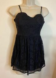 Wet Seal Chemise Slip Babydoll Black Lace Padded Bosom Spaghetti Straps Sz S