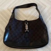 Gucci GG Motif Hobo Black Canvas & Leather Bag