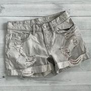 AllSaints Light Gray Faded Ripped Denim Shorts Size 29