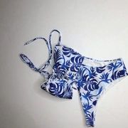 Mooslover Blue White Tropical 2 Piece Bikini Swim