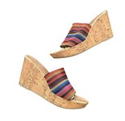 MONTEGO BAY CLUB Rainbow Striped Wedges Sz 8.5