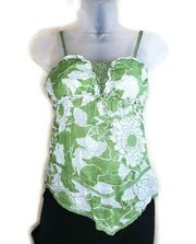 Wet Seal Green Sheer Floral Juniors XS Tie Shirt