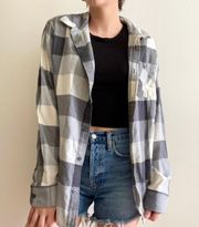 | Grey Plaid Button Down Flannel