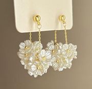 Sweet Romantic Resin White Flower Cluster Earrings for Women Trendy Elegant new