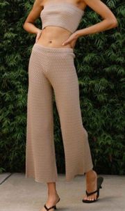 WAYF'98 Winnie Tube Top and Michelle Wide Leg Pants in Beige Size XS