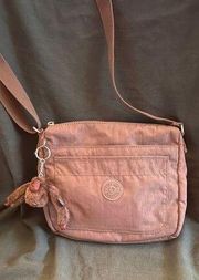 Kipling Women's Nylon Purse Crossbody Shoulder Bag Dark Maroon Metallic