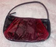 Small Nine West Black & Red Snake Print Shoulder Bag Purse