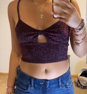 Dark Purple Sparkly Cut Out Top