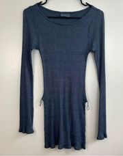 Michael Stars Long Sleeve Blue Metallic Stretch Top One Size Fits Most