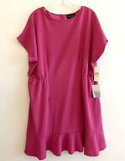 Donna Morgan Jewel Neck Flounce Hem Dress Plus Size 16W NWT