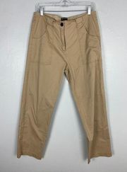 Frank And Oak Annie Relaxed Fit Khaki Pants Straight Leg High Rise Size 10