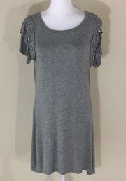 Francesca’s grey pearl tshirt dress small